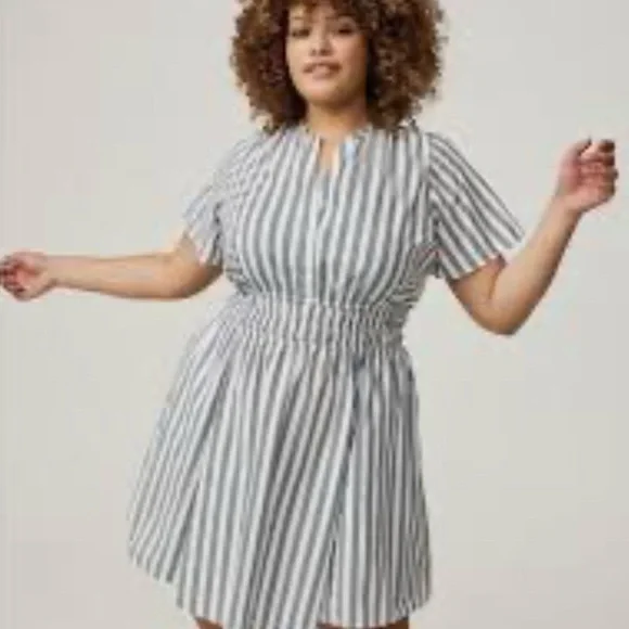 Torrid women’s Sz 1X blue& white Striped Skater Mini Dress summer - Picture 1 of 12